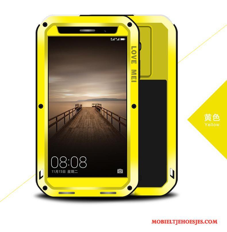Huawei Mate 8 Drie Verdedigingen Metaal Anti-fall Hoes Hoesje Telefoon Rood Siliconen