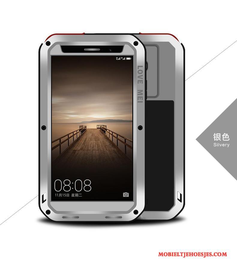 Huawei Mate 8 Drie Verdedigingen Metaal Anti-fall Hoes Hoesje Telefoon Rood Siliconen