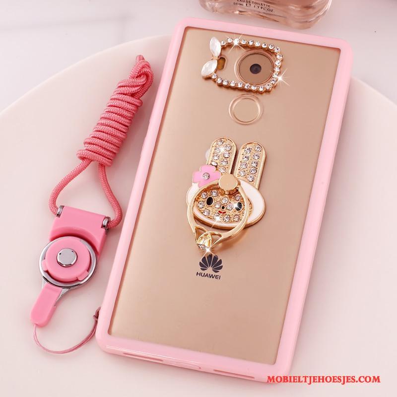 Huawei Mate 8 Hanger Mobiele Telefoon Met Strass Bescherming Hoes Hoesje Roze