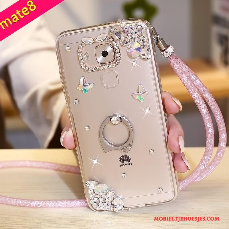 Huawei Mate 8 Hoes Ring Siliconen Blauw Zacht Hoesje Telefoon Met Strass