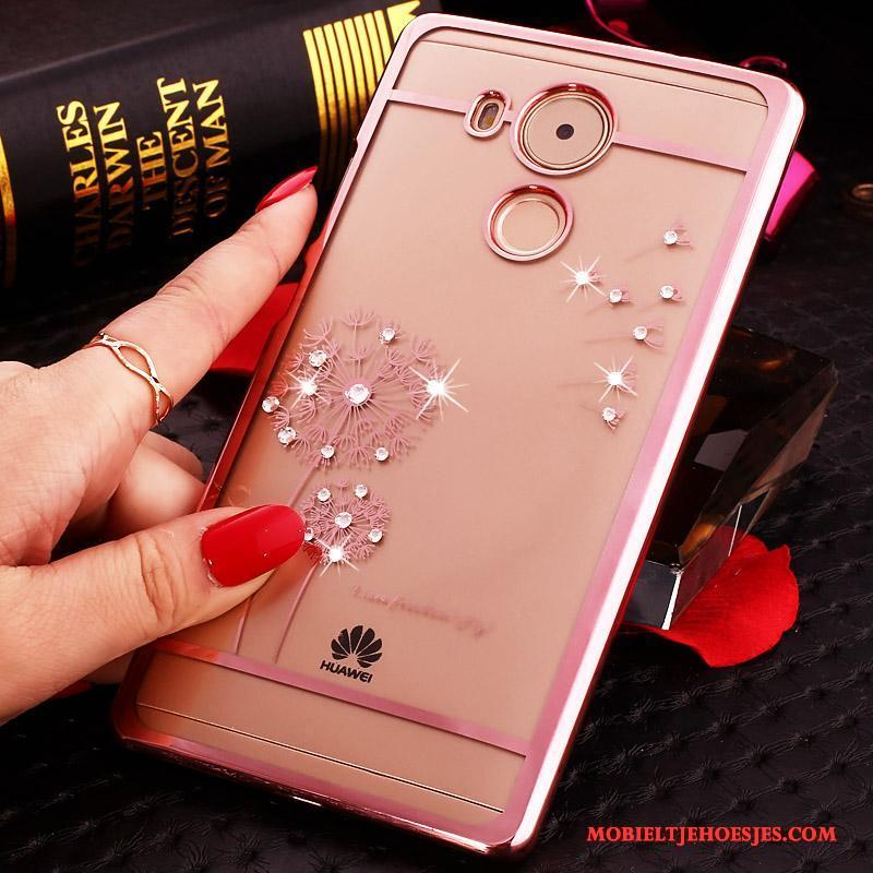 Huawei Mate 8 Hoes Roze Hoesje Telefoon Hard Bescherming Met Strass