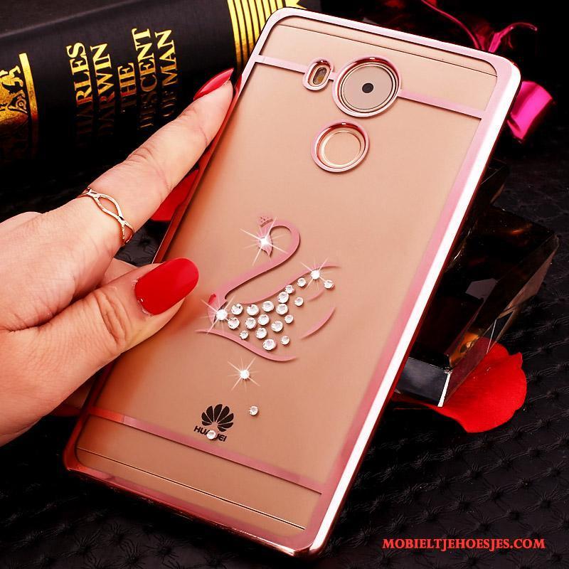 Huawei Mate 8 Hoes Roze Hoesje Telefoon Hard Bescherming Met Strass