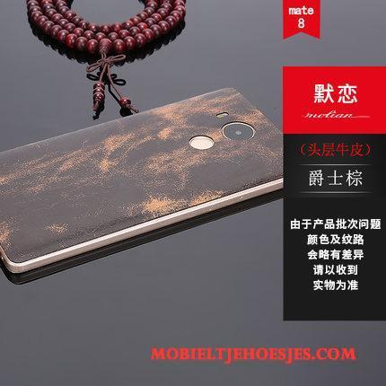 Huawei Mate 8 Metaal Hoesje Telefoon Omlijsting Purper Echt Leer Dun Bescherming