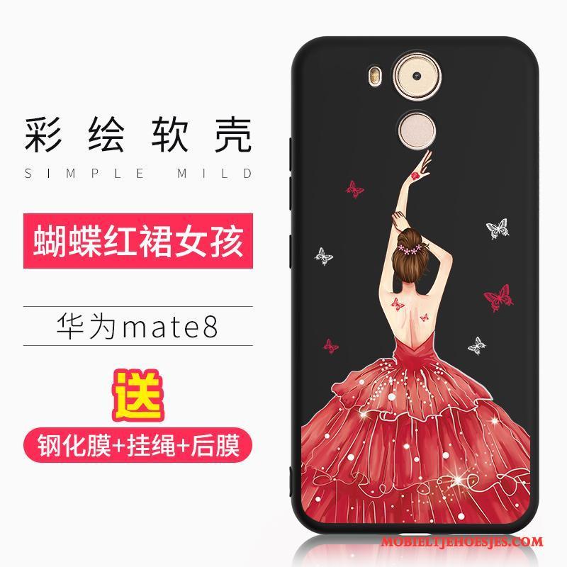 Huawei Mate 8 Scheppend Siliconen Hoesje Telefoon Zwart Zacht Reliëf
