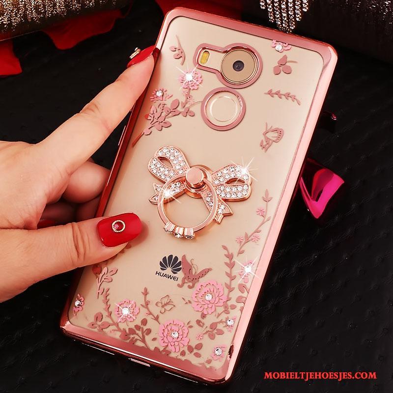 Huawei Mate 8 Scheppend Trend Hoesje Telefoon Bescherming Roze Met Strass Ring