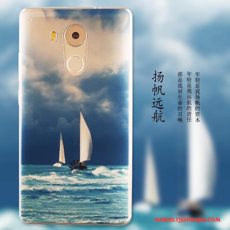 Huawei Mate 8 Zacht Bescherming Blauw Hoes Hoesje Telefoon Geschilderd