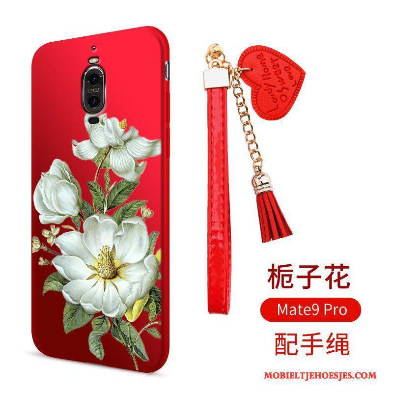 Huawei Mate 9 Anti-fall Zacht Bescherming Rood Siliconen Hoes Hoesje Telefoon