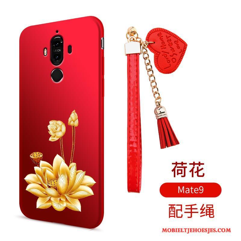 Huawei Mate 9 Anti-fall Zacht Bescherming Rood Siliconen Hoes Hoesje Telefoon