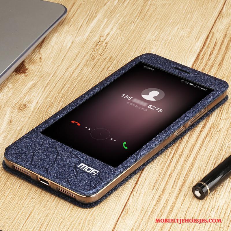 Huawei Mate 9 Bescherming Siliconen Windows Goud Leren Etui Hoesje Telefoon