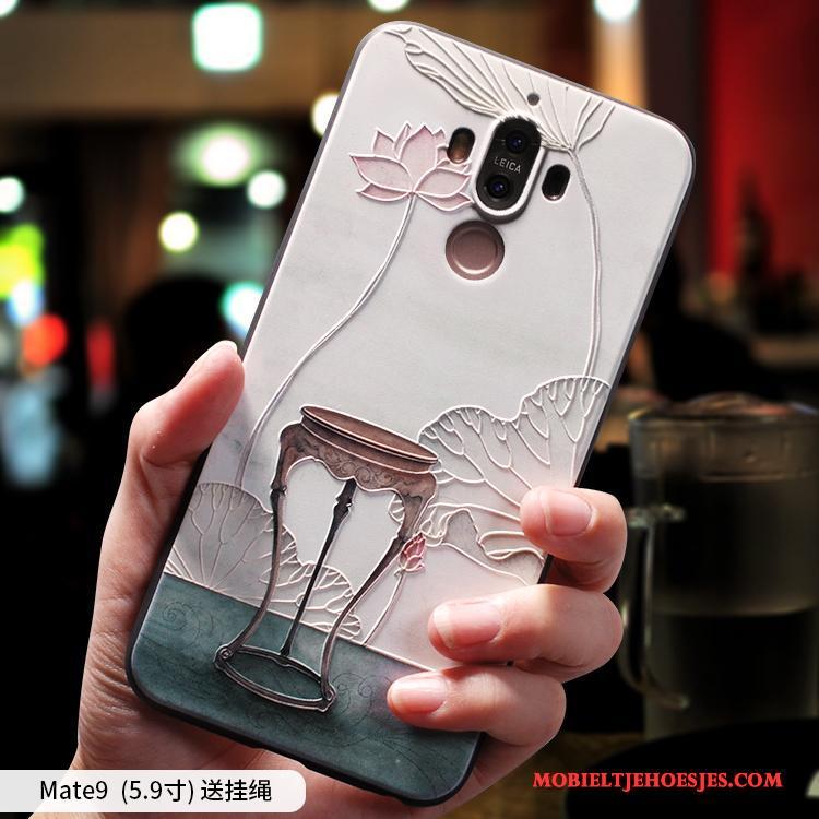 Huawei Mate 9 Chinese Stijl Anti-fall Persoonlijk Hoesje Telefoon Scheppend Siliconen Lichtblauw