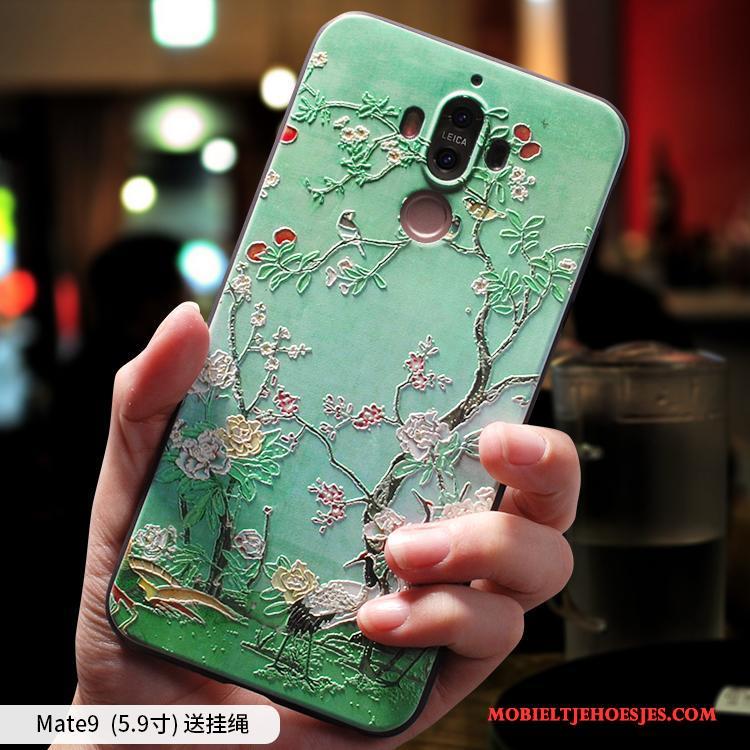 Huawei Mate 9 Chinese Stijl Anti-fall Persoonlijk Hoesje Telefoon Scheppend Siliconen Lichtblauw