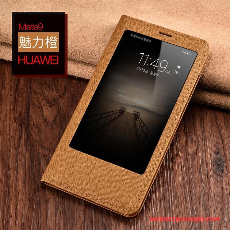 Huawei Mate 9 Hoes Anti-fall Clamshell Geel Hoesje Telefoon Leren Etui