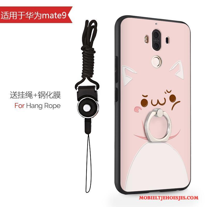 Huawei Mate 9 Hoes Hanger All Inclusive Hoesje Wit Spotprent Telefoon