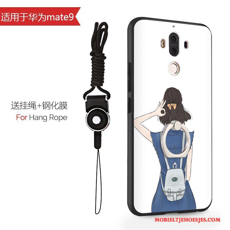 Huawei Mate 9 Hoes Hanger All Inclusive Hoesje Wit Spotprent Telefoon