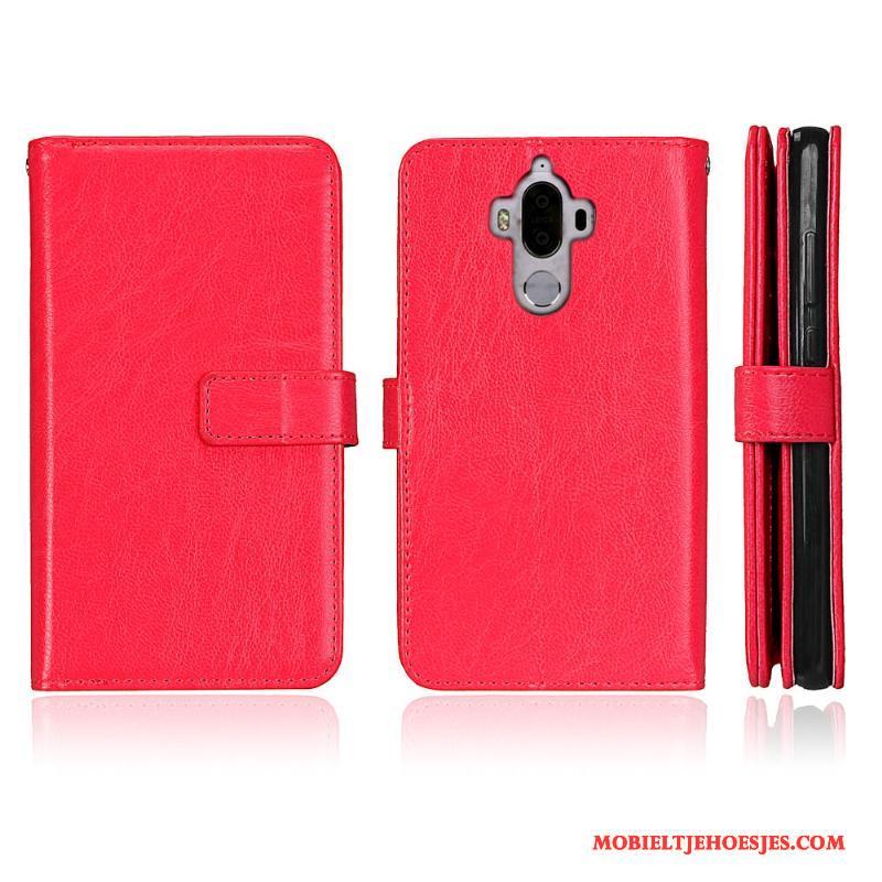 Huawei Mate 9 Hoesje All Inclusive Anti-fall Rood Bescherming Folio Mobiele Telefoon Leren Etui