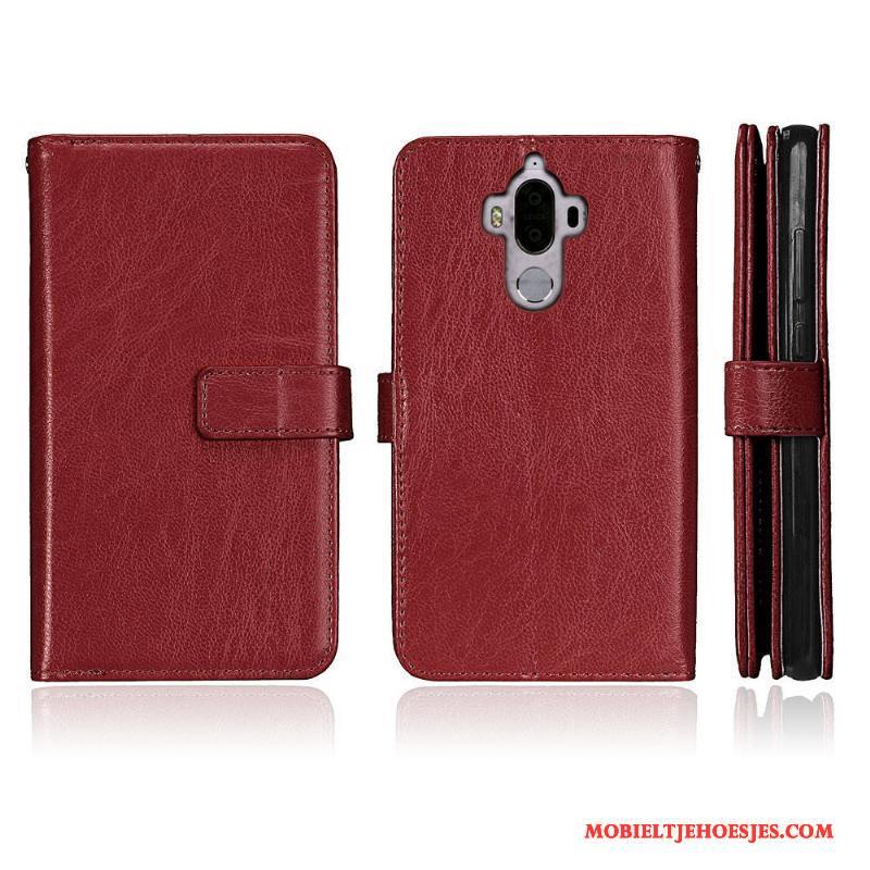 Huawei Mate 9 Hoesje All Inclusive Anti-fall Rood Bescherming Folio Mobiele Telefoon Leren Etui