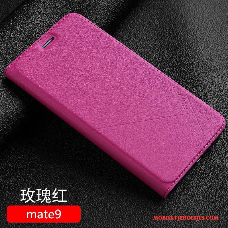 Huawei Mate 9 Hoesje All Inclusive Rose Goud Leren Etui Hoes Clamshell Anti-fall Bescherming