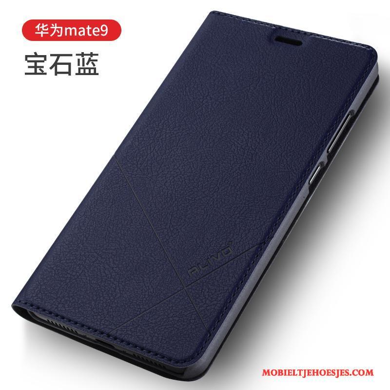 Huawei Mate 9 Hoesje Clamshell Anti-fall Blauw Leren Etui Bescherming Telefoon