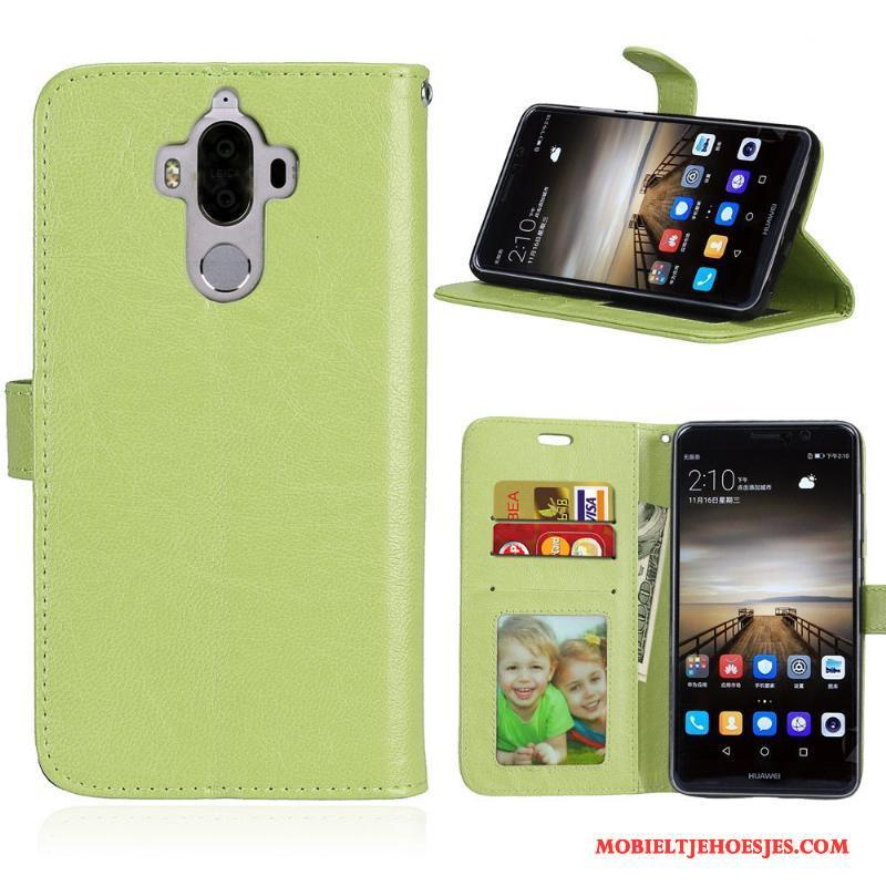 Huawei Mate 9 Hoesje Clamshell Hoes Mobiele Telefoon Echt Leer Leren Etui Rood Bescherming