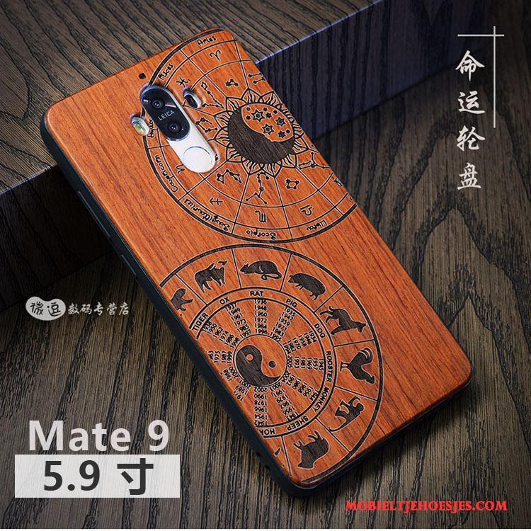 Huawei Mate 9 Hoesje Hoes Massief Hout Scheppend Vintage Pas Persoonlijk Luxe