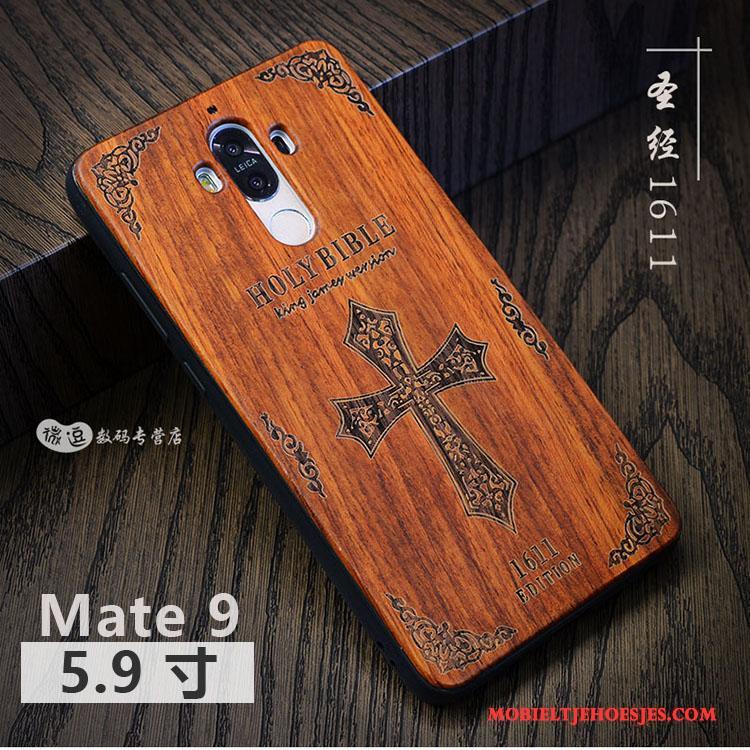 Huawei Mate 9 Hoesje Hoes Massief Hout Scheppend Vintage Pas Persoonlijk Luxe