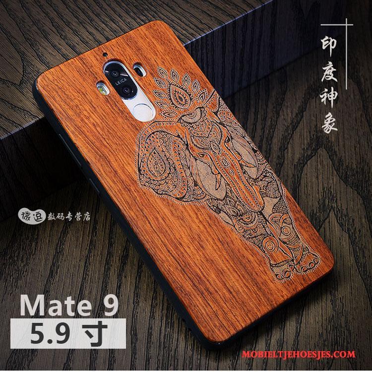 Huawei Mate 9 Hoesje Hoes Massief Hout Scheppend Vintage Pas Persoonlijk Luxe