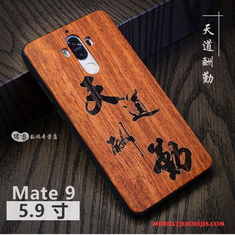 Huawei Mate 9 Hoesje Hoes Massief Hout Scheppend Vintage Pas Persoonlijk Luxe