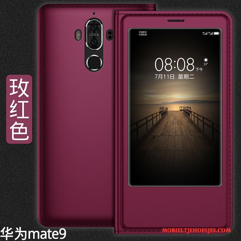 Huawei Mate 9 Hoesje Telefoon Folio All Inclusive Rood Anti-fall Leren Etui Bescherming