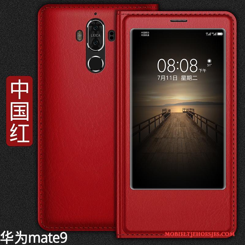 Huawei Mate 9 Hoesje Telefoon Folio All Inclusive Rood Anti-fall Leren Etui Bescherming