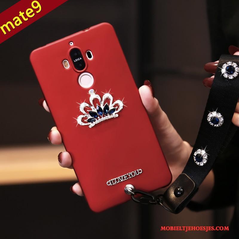 Huawei Mate 9 Met Strass Hoesje Telefoon Mode Zacht Zwart Opknoping Nek