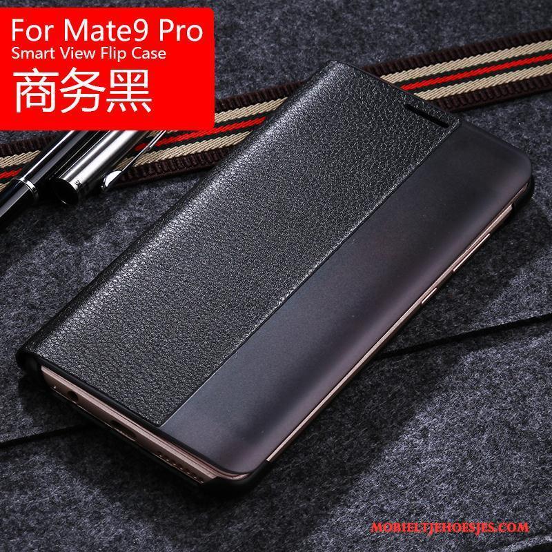 Huawei Mate 9 Pro Clamshell Leren Etui Goud Hoes Bescherming Hoesje Telefoon