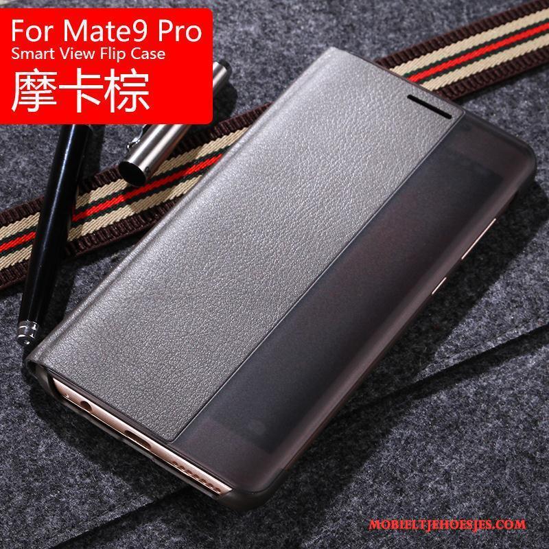 Huawei Mate 9 Pro Clamshell Leren Etui Goud Hoes Bescherming Hoesje Telefoon