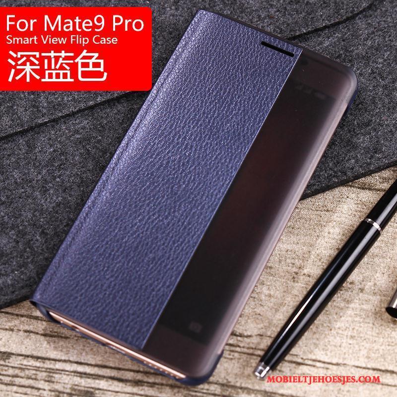 Huawei Mate 9 Pro Clamshell Leren Etui Goud Hoes Bescherming Hoesje Telefoon