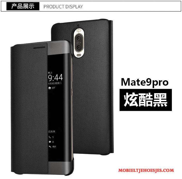 Huawei Mate 9 Pro Hoes Goud Clamshell Leren Etui Hoesje Telefoon