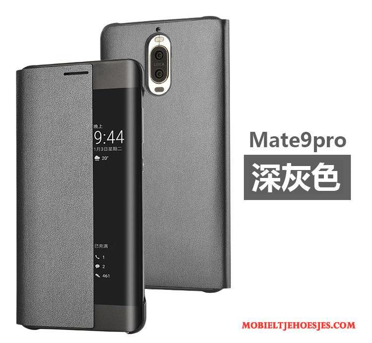 Huawei Mate 9 Pro Hoes Goud Clamshell Leren Etui Hoesje Telefoon