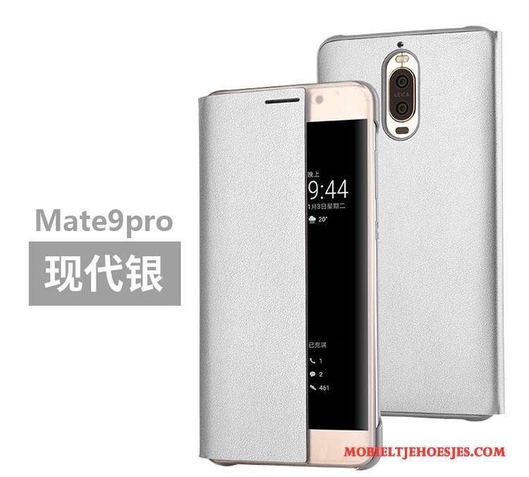 Huawei Mate 9 Pro Hoes Goud Clamshell Leren Etui Hoesje Telefoon