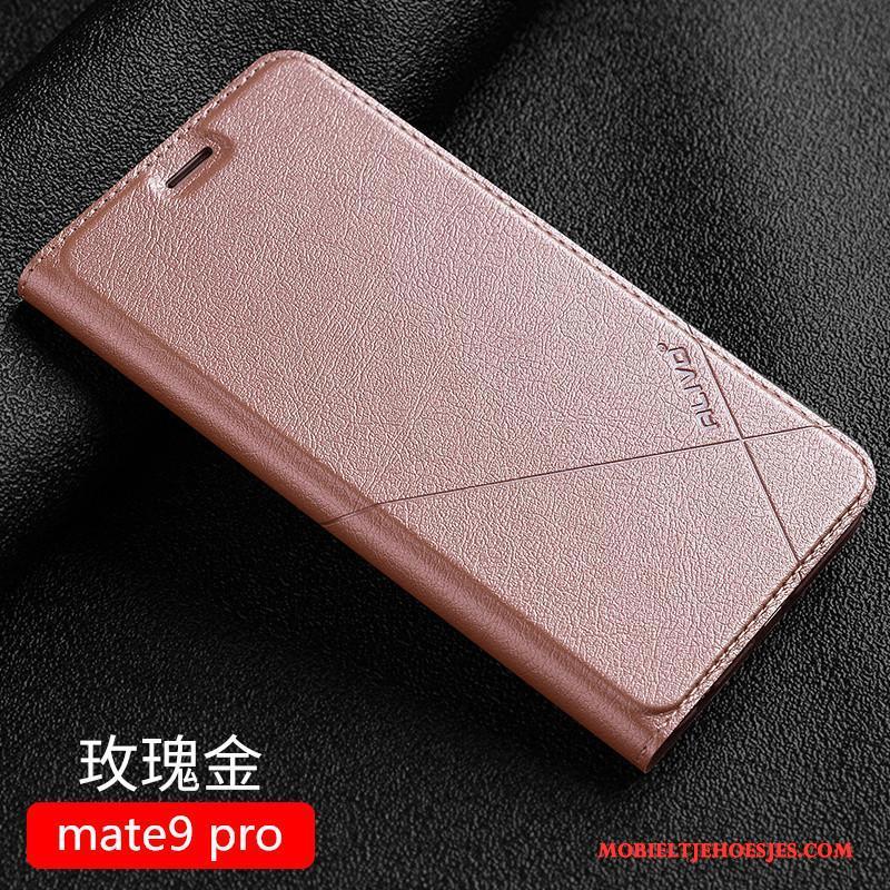 Huawei Mate 9 Pro Hoesje Goud Bescherming Hoes Anti-fall Leren Etui All Inclusive Clamshell
