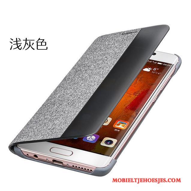 Huawei Mate 9 Pro Hoesje Hoes Leren Etui Clamshell Anti-fall Grijs Bescherming Mobiele Telefoon