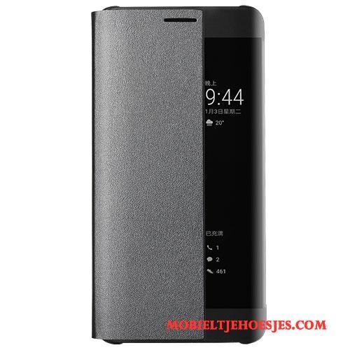 Huawei Mate 9 Pro Roze Leren Etui Clamshell Hoes Hoesje Telefoon Bescherming