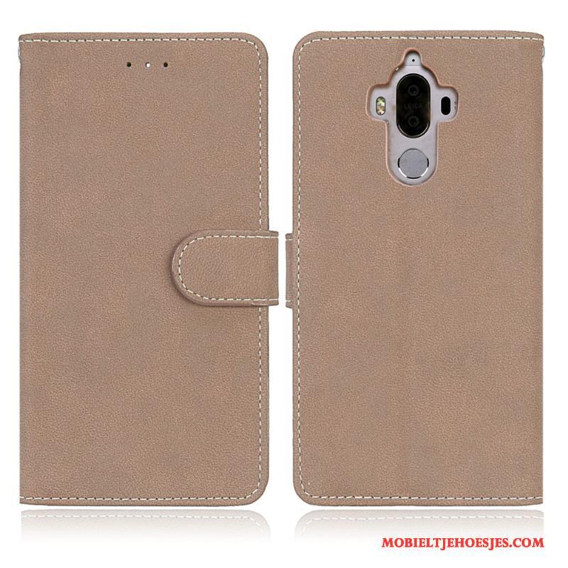 Huawei Mate 9 Purper Leren Etui Kaart Anti-fall Portemonnee Hoesje Telefoon Clamshell