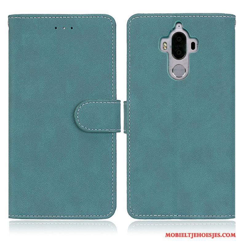 Huawei Mate 9 Purper Leren Etui Kaart Anti-fall Portemonnee Hoesje Telefoon Clamshell