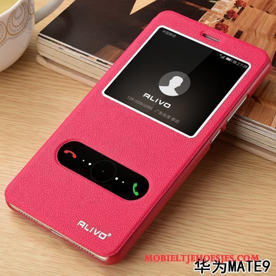 Huawei Mate 9 Roze Bescherming Leren Etui Anti-fall Clamshell Hoesje Telefoon