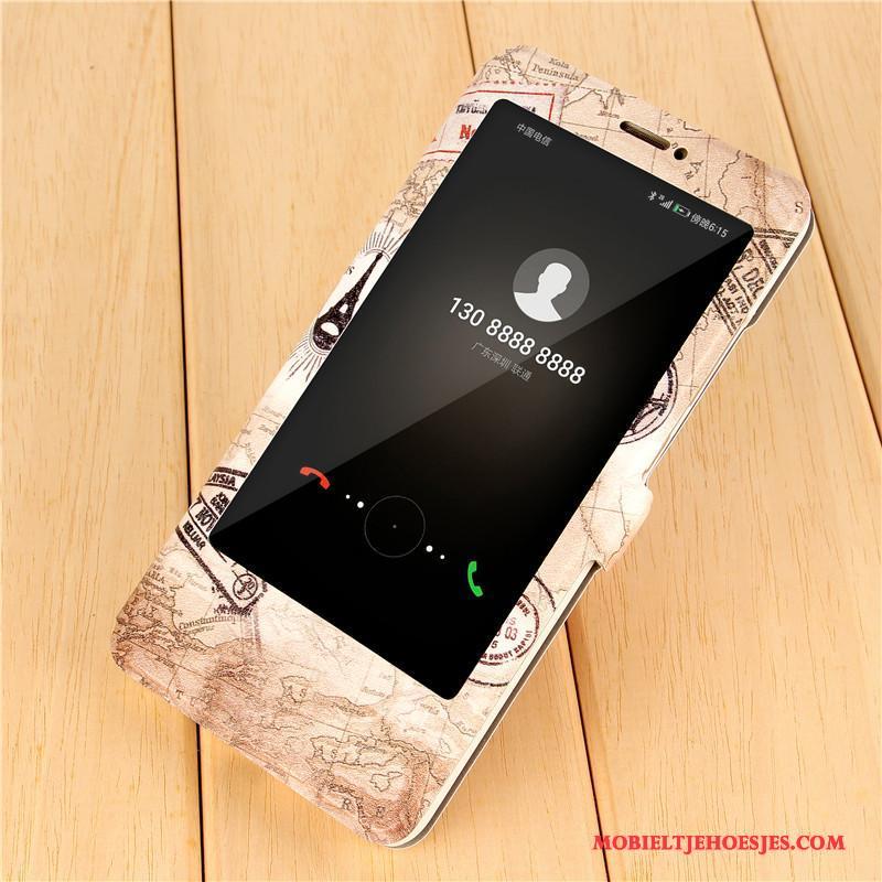 Huawei Mate 9 Scheppend Bescherming Purper Hoesje Clamshell Leren Etui Telefoon