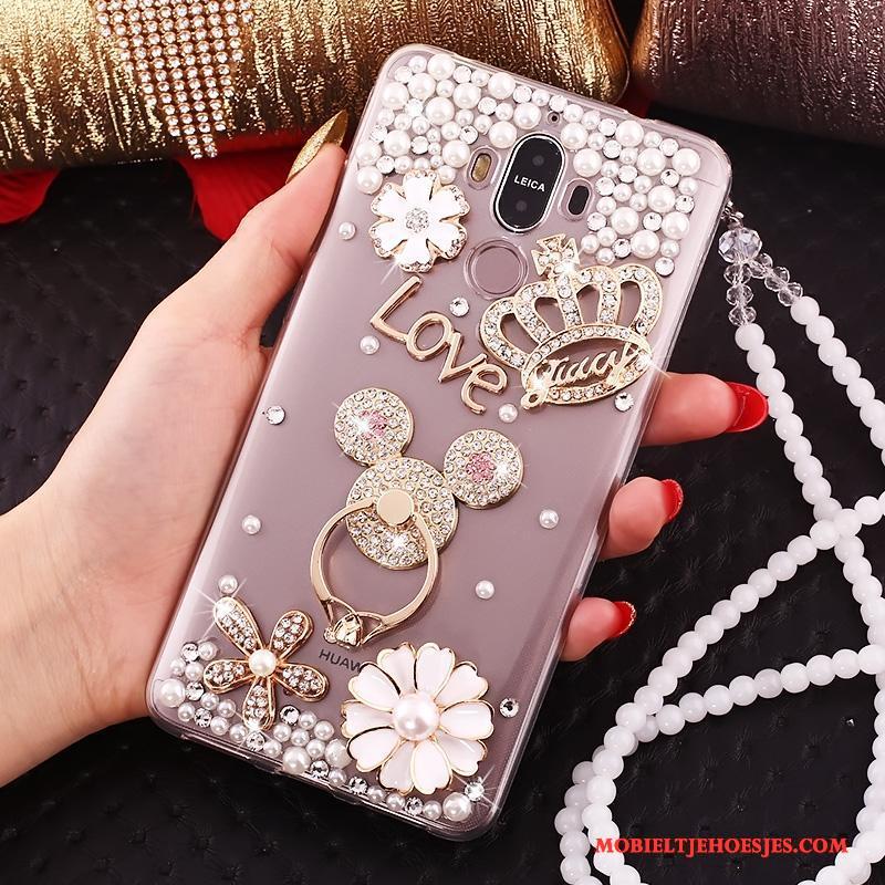 Huawei Mate 9 Siliconen Hanger Zacht Met Strass Anti-fall Hoesje Telefoon Ring