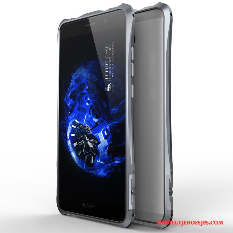 Huawei Mate 9 Zilver Hoesje Telefoon Bescherming Metaal Omlijsting