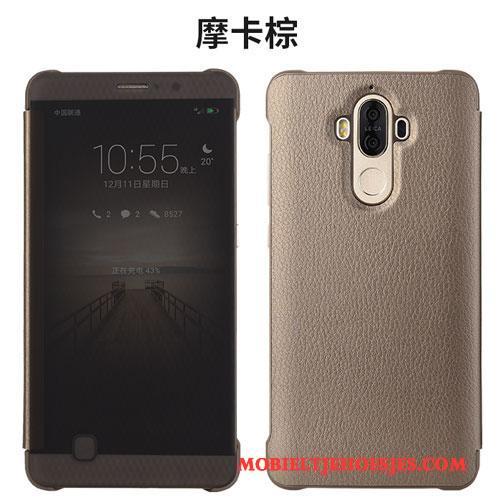 Huawei Mate 9 Zwart Leren Etui Hoesje Telefoon Clamshell Anti-fall Bescherming All Inclusive