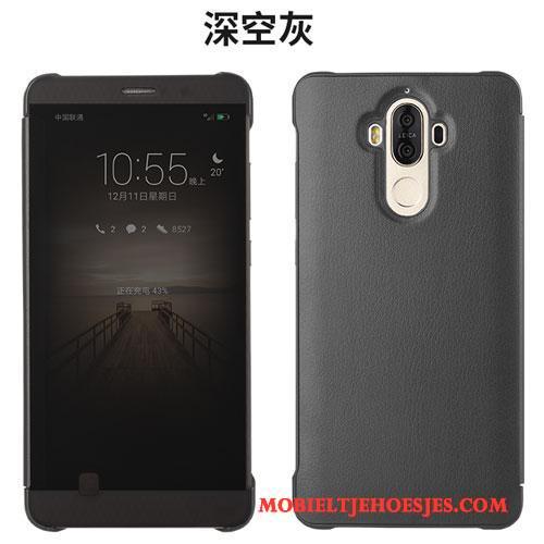 Huawei Mate 9 Zwart Leren Etui Hoesje Telefoon Clamshell Anti-fall Bescherming All Inclusive