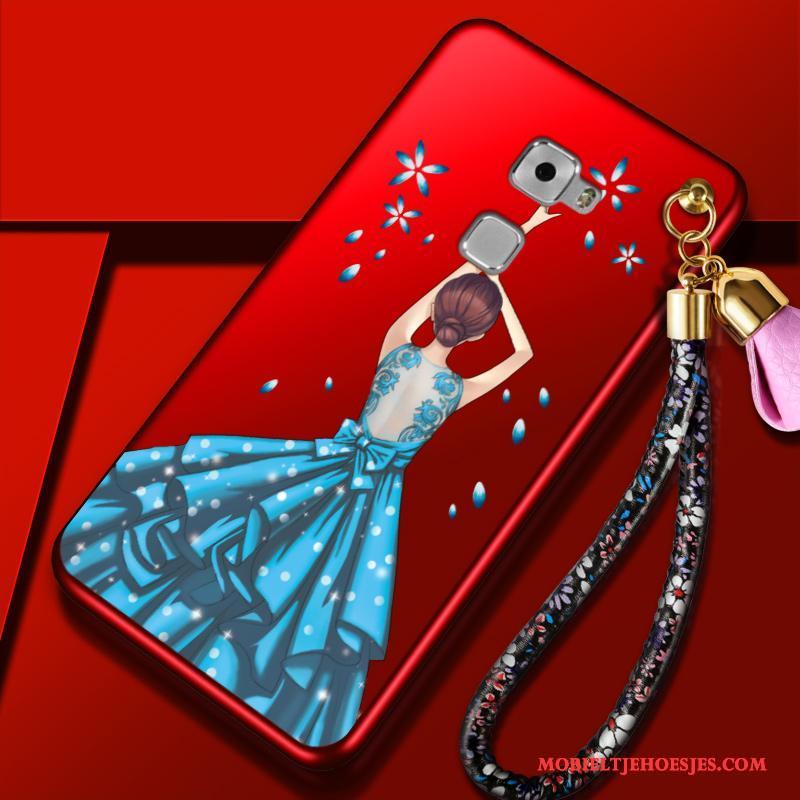 Huawei Mate S Hanger Trend Siliconen Rood Zacht Anti-fall Hoesje Telefoon