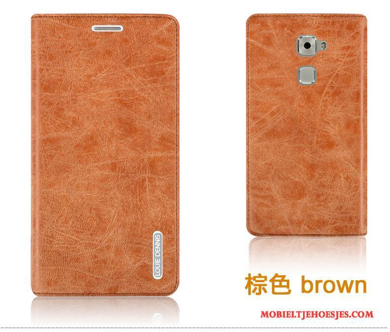 Huawei Mate S Hoesje Grote Mobiele Telefoon Clamshell Duurzaam Rood Leren Etui Achterklep