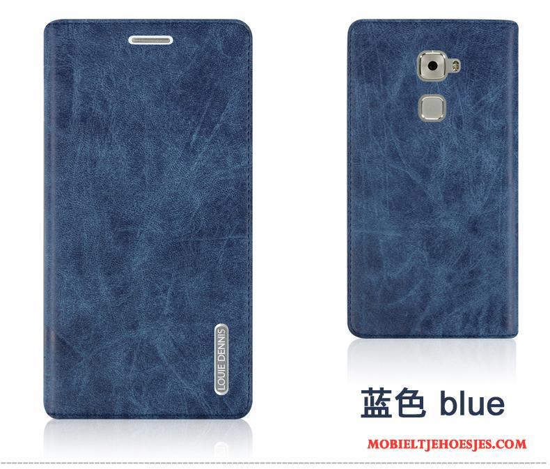 Huawei Mate S Hoesje Grote Mobiele Telefoon Clamshell Duurzaam Rood Leren Etui Achterklep